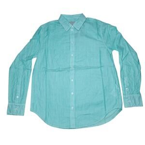 Everlane Silky Cotton Relaxed Shirt Size 0 Jade White Stripe Button Front